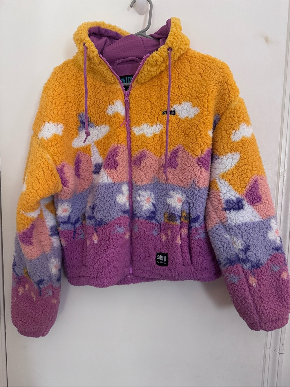 ALAB Purple Cozy Zip Hoodie with Neon Patch